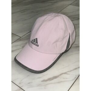 Adidas Climalite Pink Baseball Cap Running Training Hat Light Weight Grey Accent